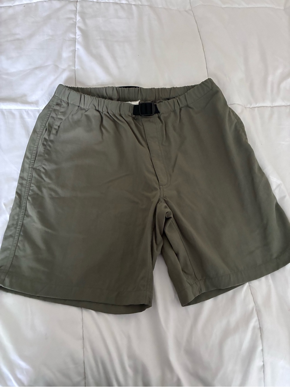 Vintage - The North Face Olive Green Nylon Shorts with Buckle belt